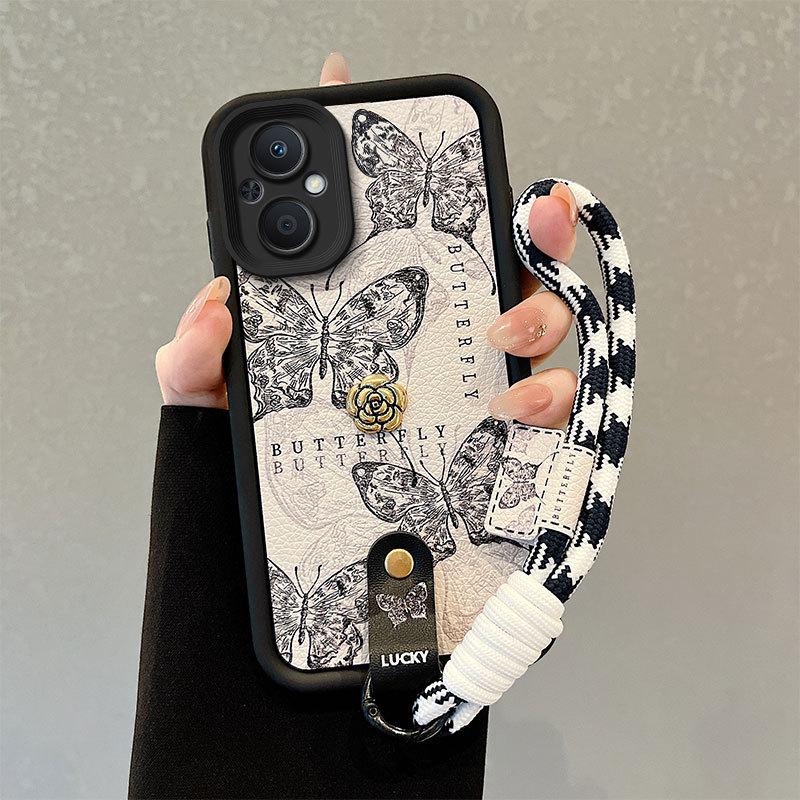 

Fashionable Hand-Painted Butterfly Phone Case with Rivet Strap for OPPO A58, A40, A96, A17K, A3 PRO, A80 A35-2021-4G/A15-4G/A15S-4G