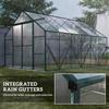 8 x 12ft Aluminium Greenhouse Polycarbonate Walk-in Garden Greenhouse Kit with Adjustable Roof Vent, Double Sliding Door, Rain Gutter and Foundation