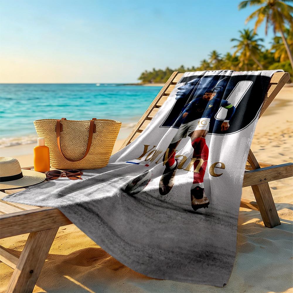 Mbappé Customized Name Beach Towel Super Soft Microfiber Quickdry Fabric Suitable for Sports Travel Swimming Yoga Bathroom Beach And Pool