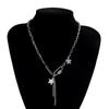 SHIXIN Stainless Steel Chain With Stars/Tassel Pendants Necklace for Women/Men Fashion Rhinestone Necklaces 2020 Korean Jewelry