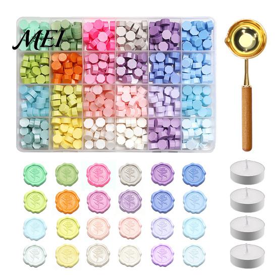 Wax Melting Spoon Seal Kit, with Beads And Candles Set, Artistic Set Stamp for DIY Crafting Wedding Invitations Tool