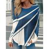Fashion women's T-shirt 3D color blocked pattern long sleeved shirt