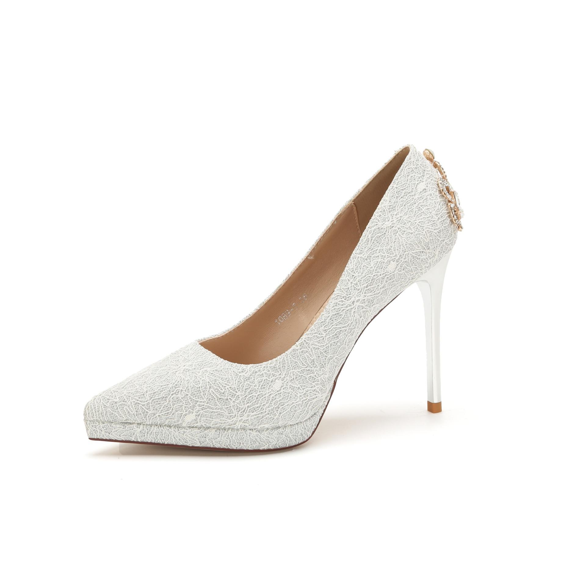 

1089-10 Водонепроницаемое платье для банкета на стол, свадебное платье для подружки невесты со стразами, темпераментные туфли с короной на высоком каблуке Muse с острым носком 34 серебряный