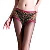Sexy Women Leopard Briefs 2 In 1 Oil Shiny Stockings Thin Sheer See Through Hollow Out Bandage Shaping Pantyhose Maid Stockings