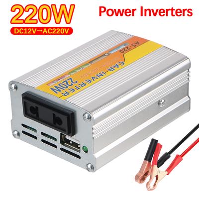 Multiple Protection Car Mounted Solar Inverter 220W Power Inverter Portable USB Voltage Transformer DC 12V To AC 220V Conversion USB Battery Clip