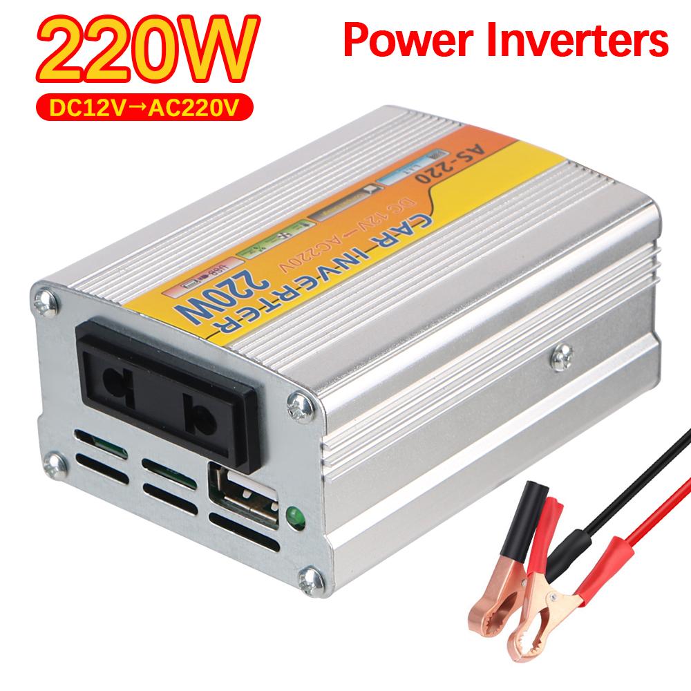 Multiple Protection Car Mounted Solar Inverter 220W Power Inverter Portable USB Voltage Transformer DC 12V To AC 220V Conversion USB Battery Clip