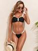 Women's Black and White Colorblock Bikini Swimwear - Fashionable, Sexy Two-Piece Swimsuit