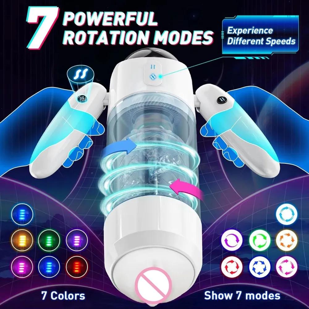 Automatic Rotating Male Masturbator Realistic Vagina Adult Blowjob Masturbator Handheld Multi-Channel Penis Training Stimulator