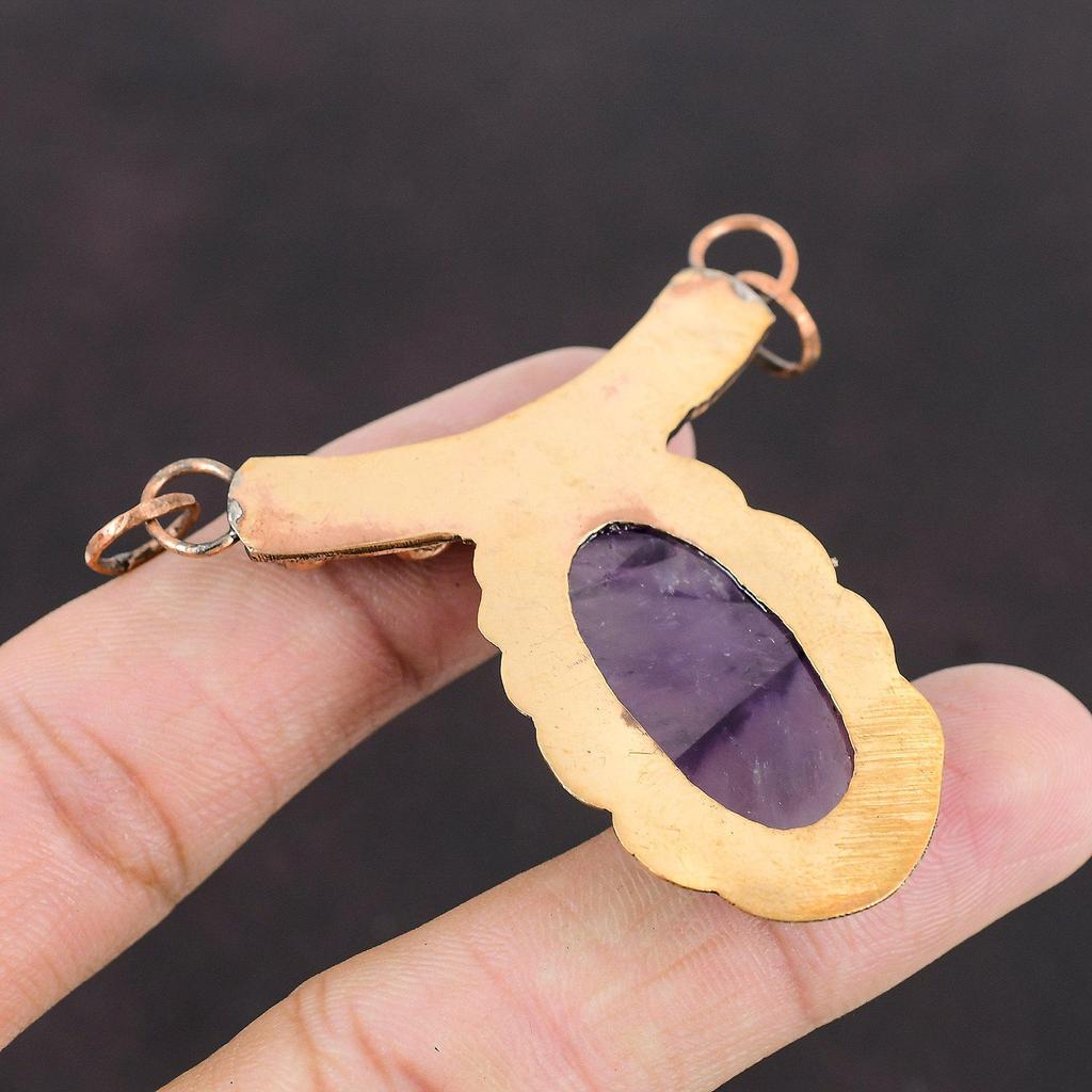 Star Amethyst Pendant African Amethyst Pendant Handmade Copper Pendant Gemstone Pendant Copper Jewelry Women's Special Gift Stylish Pendant