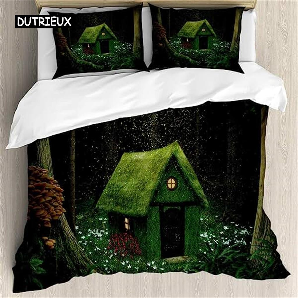 Povlak na přikrývku Motýl Fantasy Sen Motiv Začarovaný les Ložní souprava Květinový povlak na přikrývku Ženy Dívky Dárky Květina Houba