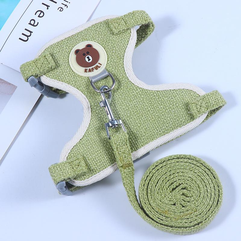 New Small Pet Outdoor Leash, Dog and Cat Clothes, Chest and Back Straps, Vest Style Cartoon Bear Leash