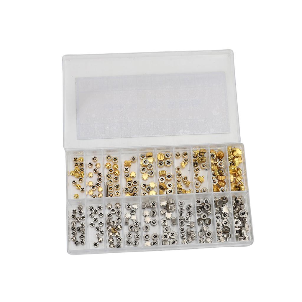 300pcs Stainless Steel Watch Crown Set Replacement Parts Watch Crown for Professional Watchmaker Watch Repairers