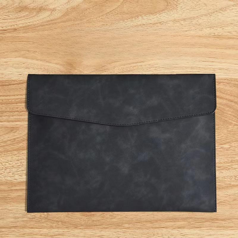 A4 Leather Leather File Storage Bag Briefcase Simple Retro Single-layer Thickened Waterproof Large-capacity Business Meeting Bag