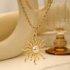 2 Peças/Conjunto Colar com Pingente de Girassol da Moda Estilo Europeu Americano Joias para Clavícula para Mulheres