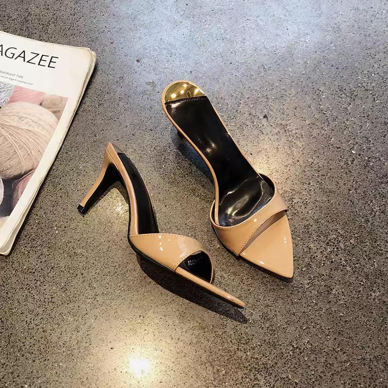 

Мода Новый Стиль Мода Сексуальный ПУ Мелкий Тонкий Высокий Каблук Женские Остроносые С Открытым Носком Уличные Однотонные Противоскользящие Сандалии Шлепанцы Мюли 39