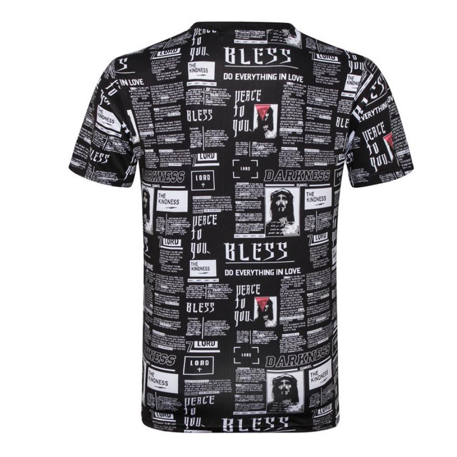 Футболки с буквами Мужские летние футболки Мужская уличная одежда 3D-принт Футболка — фото 3