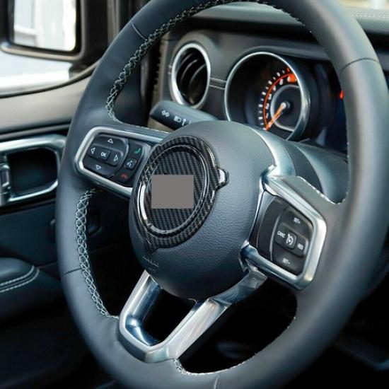Car Steering Wheel Panel Trim Decor Cover For Jeep Wrangler JL 18+ Carbon Fiber