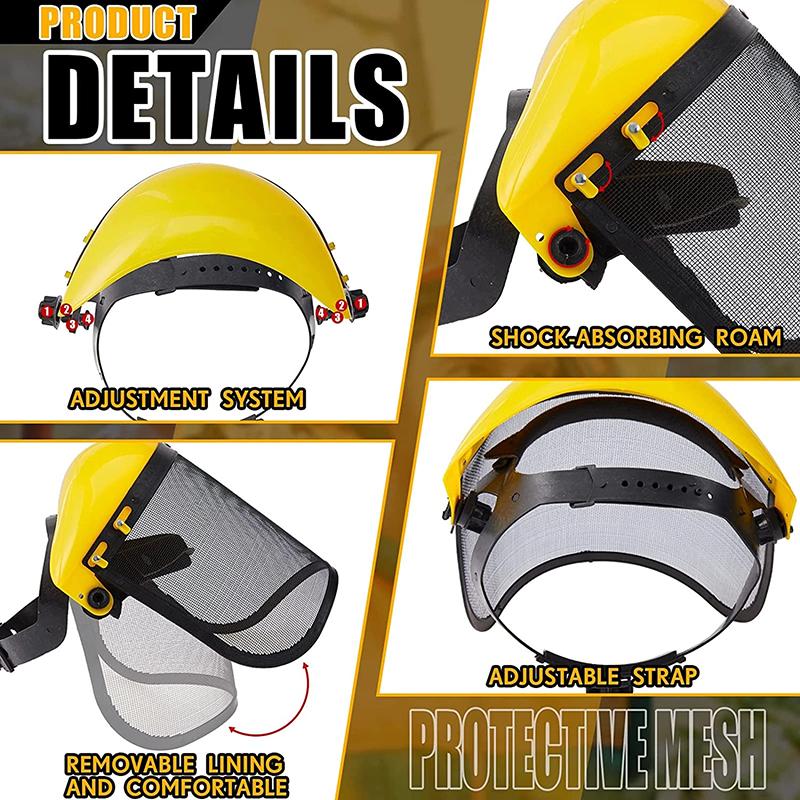 Garden Grass Trimmer Safety Helmet Hat With Full Face Mesh Visor For Logging Brush Cutter Forestry Protection