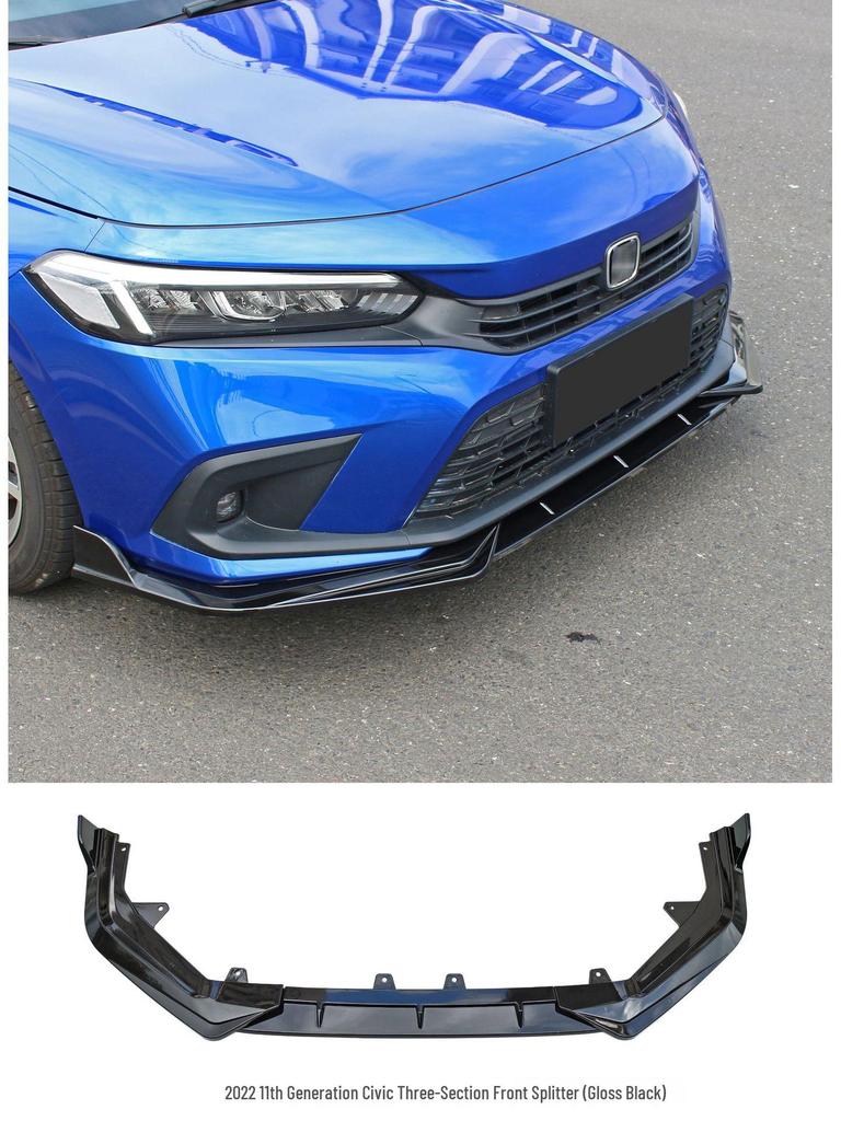 Îmbunătățiri pentru Honda Civic generația a 11-a 2022: buza frontală, eleron spate, splitter, jaluzele, bară spate.