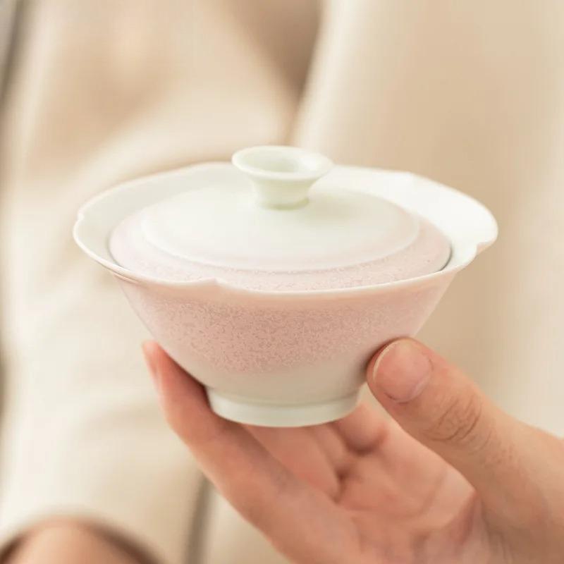 70ml Kiln Fambe Glaze Handmade Cover Bowl Chinese Style High-end Hat Gaiwan Ancient Tea Tureen Tea Maker Tea Items Decoration