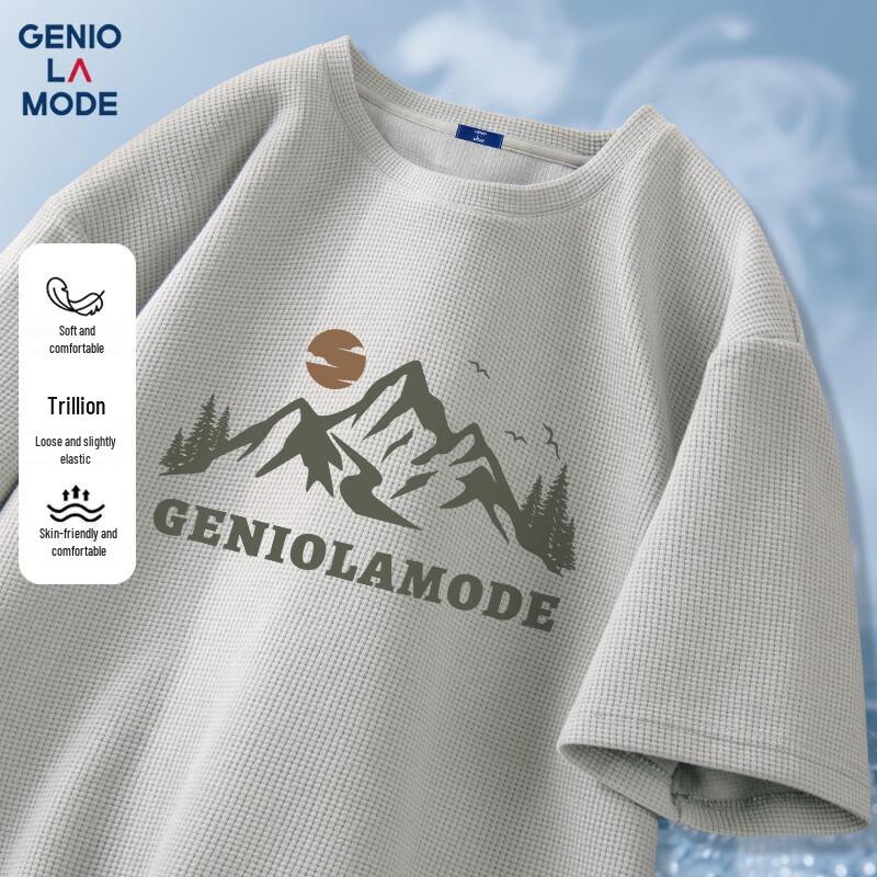 GENIOLAMODE Men s Waffle Knit Short Sleeve T-Shirt 3XL