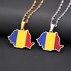 Romanian Stainless Steel Map Necklace – Ethnic Geometric Pendant Clavicle Chain for Women