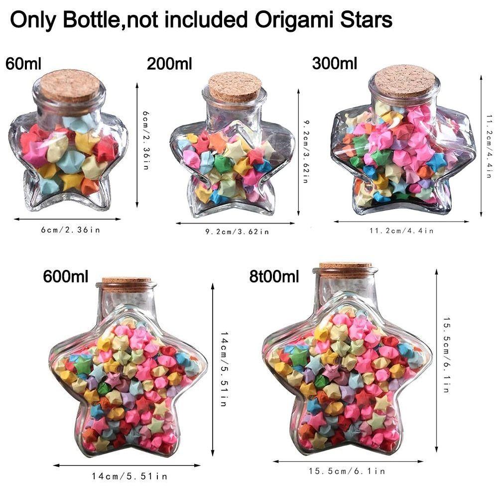 Craft Origami Stars Glass Bottle Stars Shape Glass Jars Creative Pentagram Storage Bottle  Home