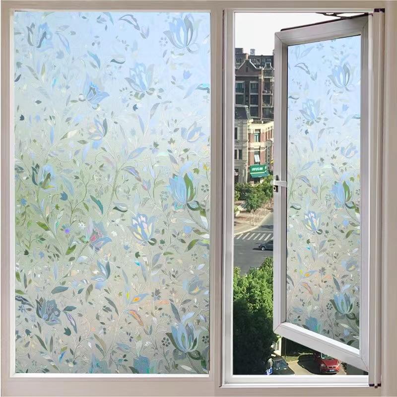 Klebefreie Milchglasfolie Tulpe Glasaufkleber Abdeckung DIY Glas Durchscheinend Undurchsichtig Aufkleber Elektrostatische Adsorption Milchglasaufkleber