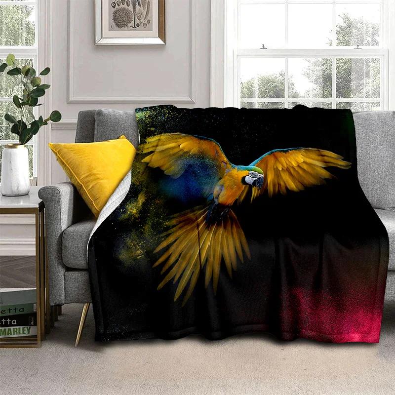 3D Colorful Macaws Parrot Birds Blanket,Soft Throw Blanket for Home Bedroom Bed Sofa Picnic Travel Office Rest Cover Blanket Kid