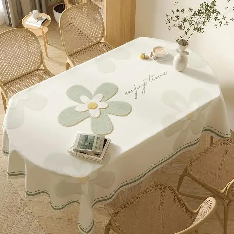 Waterproof Oval Rectangular Universal Table Washable Tablecloth Oil Resistant Light Color Printed Household Dining Tables Fabric