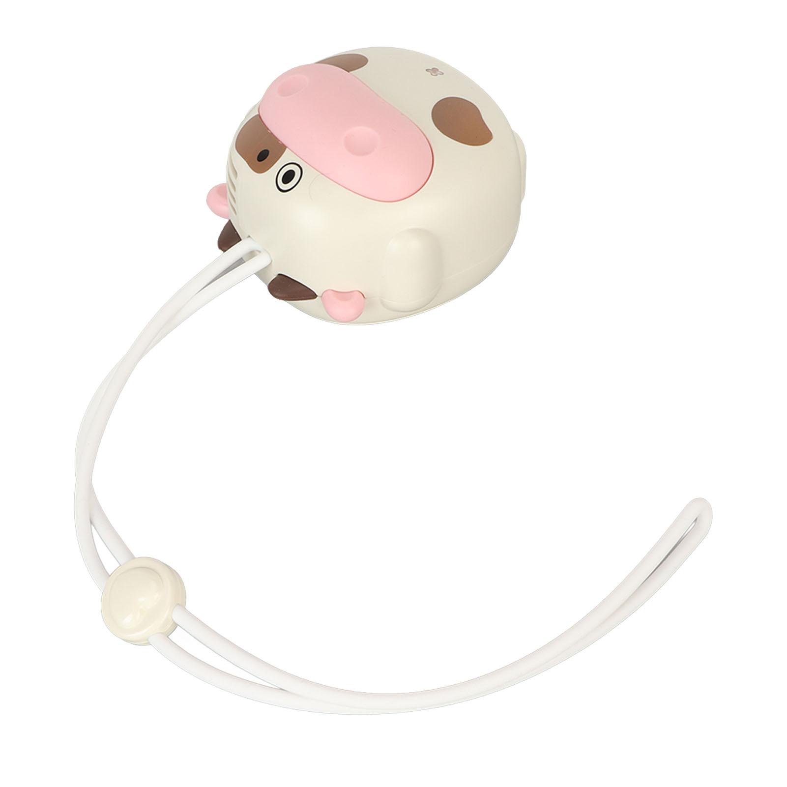 

Мини Вентилятор на Шею с Подвеской, Перезаряжаемый от USB, Безлопастной, в Форме Мультяшной Коровы, Регулируемый бежевый