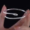 2026 Nuevo Pulsera Punk con Forma de Serpiente para Mujer Moda Simple Color Plata Circonita Pulsera de Aro Ajustable Joyería de Boda Regalos