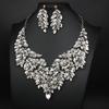2026 European and American Exaggerated Atmosphere Luxury Artificial Crystal Necklace Earrings Set Female Banquet Dress Bride Accessories
