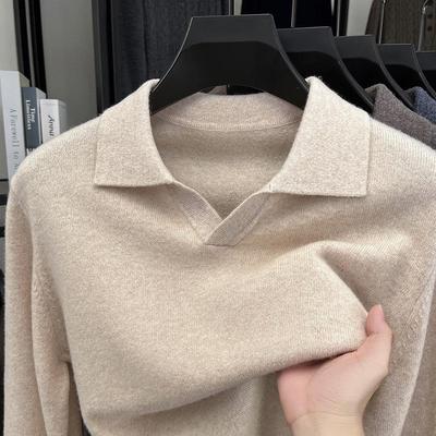 Men's Light Luxury Seagull Collar Wool Sweater - Winter Warm Fashionable Knit Base Layer