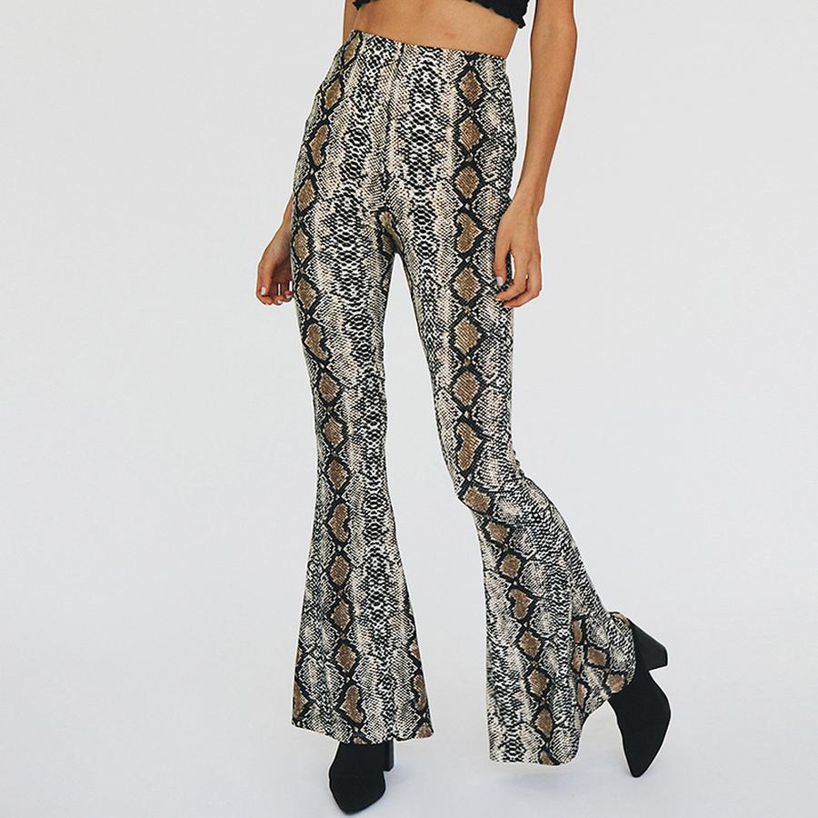 Jeans a zampa skinny a vita alta stampati Streetwear Donna