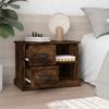 Bedside Table - Maison Exclusive - Smoked Oak - 2 Drawers & 2 Compartments - 60x35.5x45 Cm