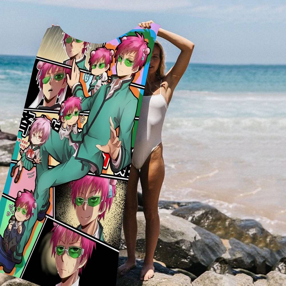 Anime Disastrous Life of Saiki Beach Towel Colorful Bath Towels for Girl Microfiber Quick Dry Sand Free Beach Yoga Spa