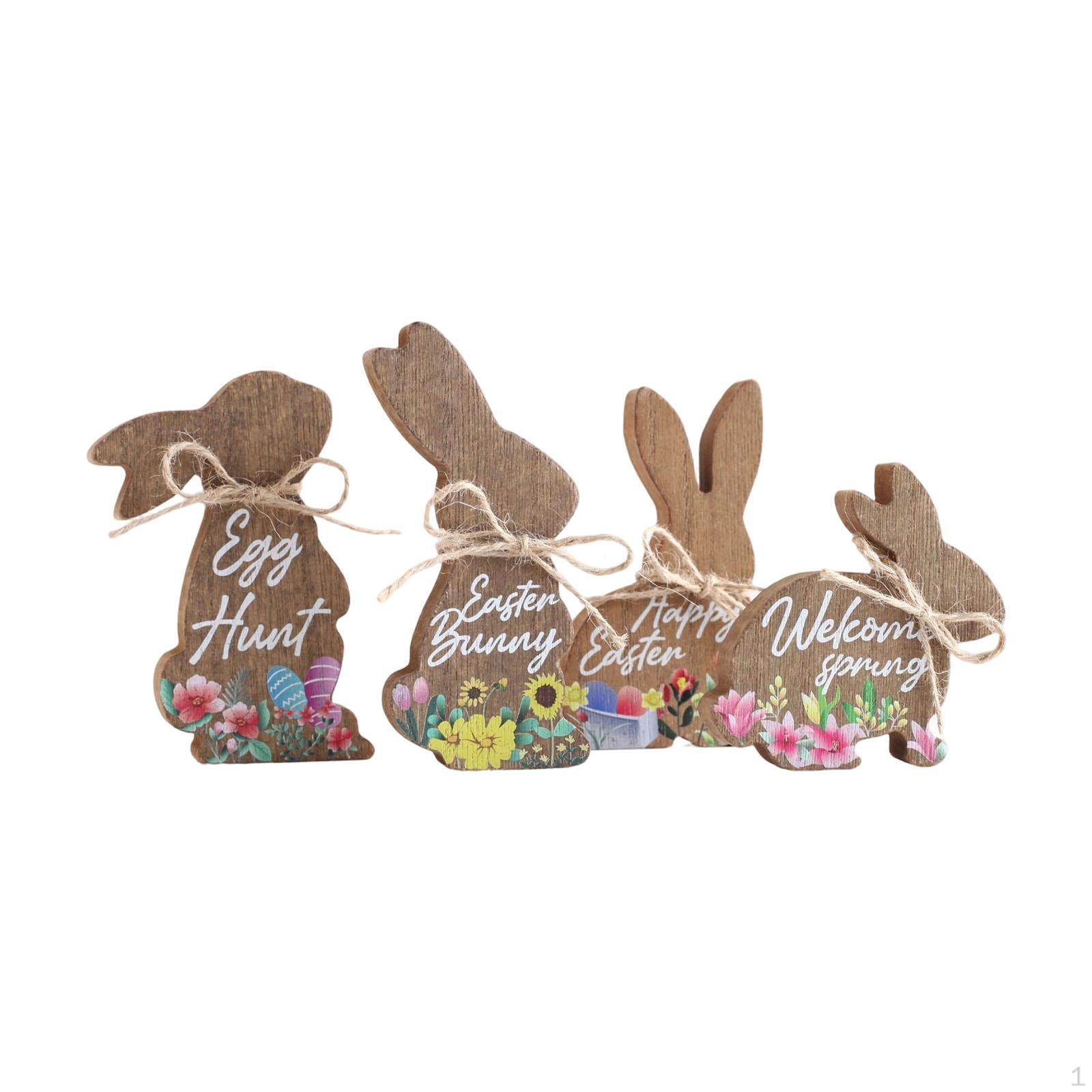 

4x Decorations Sign Easter Bunny Cute Birthday Gifts Antique Decoration