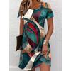 Women's Elegant Dress Short Sleeve Round Neck Casual Printed Pattern Dress Suitable for Spring and Summer Autumn Women's Clothing