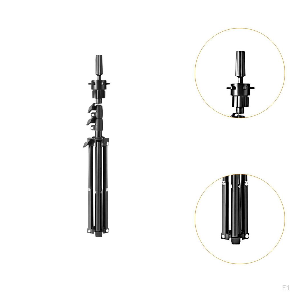 Wig Stand Tripod Mannequin Head Stand, Foldable Mini Adjustable Height for Hair Salon