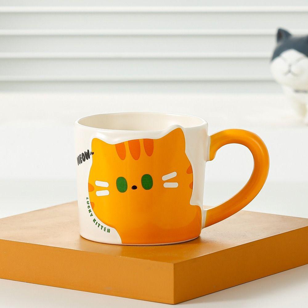 Cat Pattern Cat Coffee Cup Creative Style Ceramic Mug Creative Gift Milk Cup Decorative Use