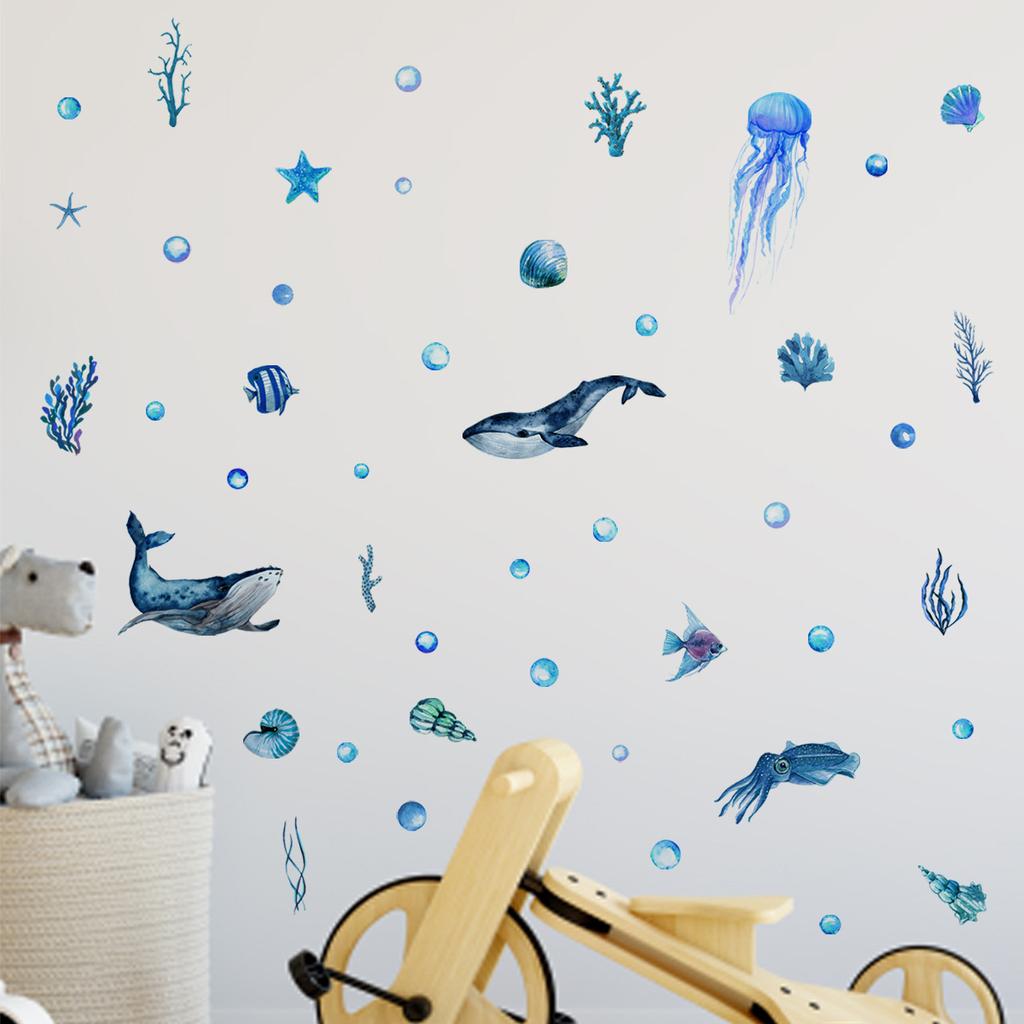 Yc8013 Blu-Ray Underwater World Wall Sticker Luminous Sticker Children'S Room Bedroom Sticker Self-Adhesive Decorative Wall Sticker