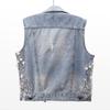 Frühling und Sommer Schwerlast Blumen Denim Weste Damen Kurz Zerrissene Weste Weste Weste Top