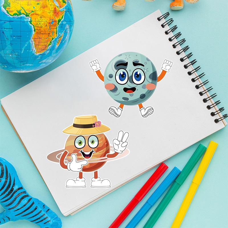 6 Sheetsset Space Planet Diy Stickers For Kids Funny Assemble Cartoon Puzzle Handicrafts Make A Face Sticker Decoration