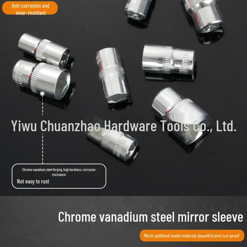 53-Piece 24-Tooth Socket & Ratchet Wrench Set for Motorcycle and Household Repair