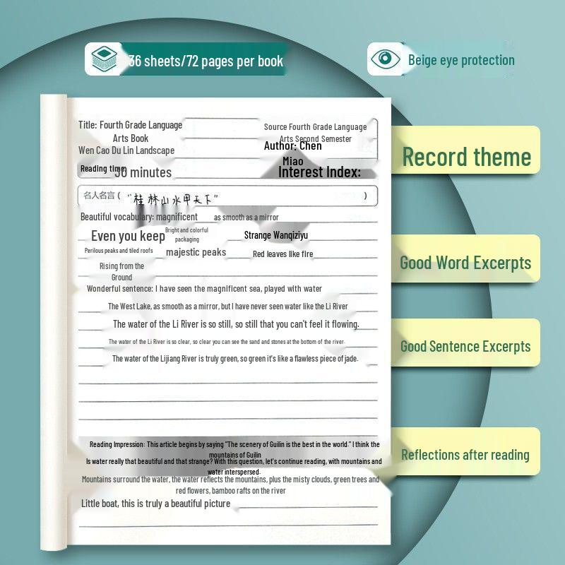 B5 Thickened Reading & Homework Notebook for Grades 3-6