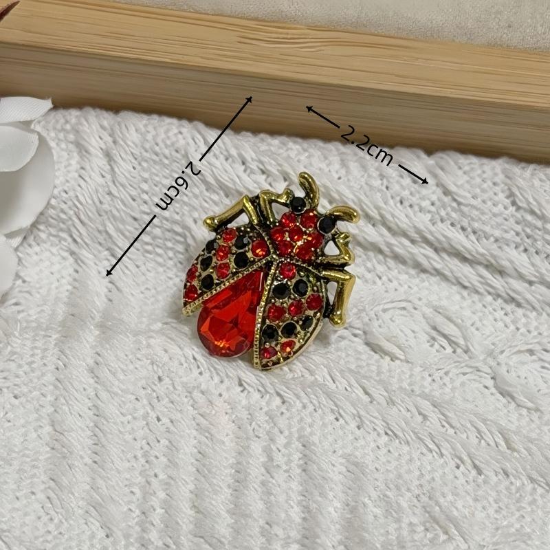Высококачественная брошь-божья коровка со стразами красного и черного цвета 1PC золотой
