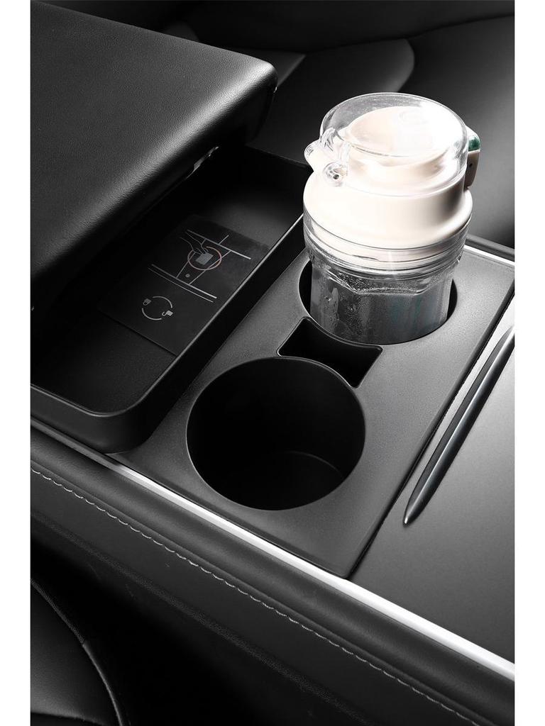 Tesla Model 3/Y Mittkonsol Mugghållare Silikonunderlägg och Förvaringsfack Begränsare