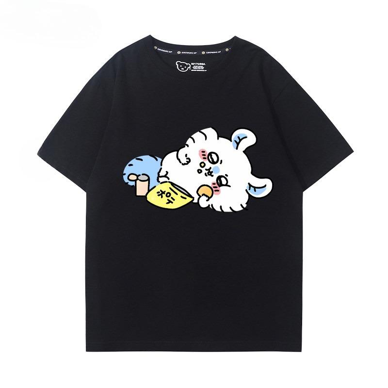 Chiikawa Japanese Cartoon Graphic T‑Shirt, Men Women Couple Casual Summer Short‑Sleeve Oversized Harajuku Streetwear Gift Top