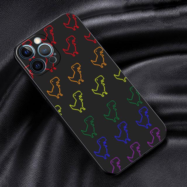 

Чехол для Apple iPhone 14 13 11 12 Pro 7 XR X XS Max 8 Plus 6 6S SE 2022 13Pro, черный мягкий телефон, милый маленький динозаврик iPhone SE 2022